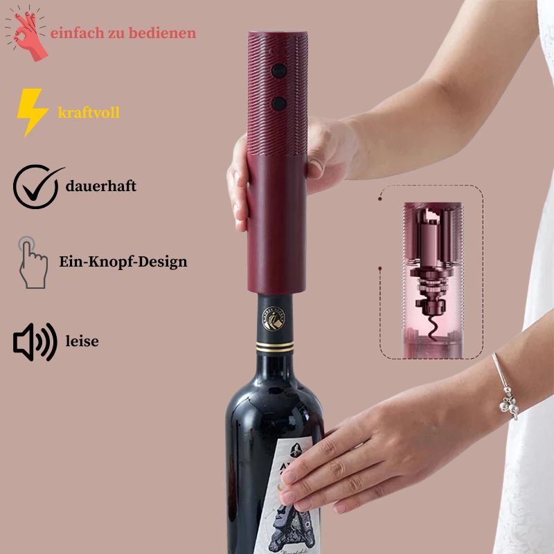 Eleganter elektrischer Weinöffner – Automatischer Korkenzieher mit Ein-Klick-Bedienung, wiederaufladbar – Der stilvolle Helfer für jeden Weinmoment!