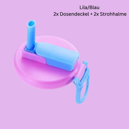 2er Set Silikon-Getränkedosenabdeckungen mit Strohhalm