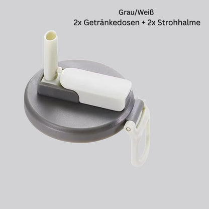2er Set Silikon-Getränkedosenabdeckungen mit Strohhalm